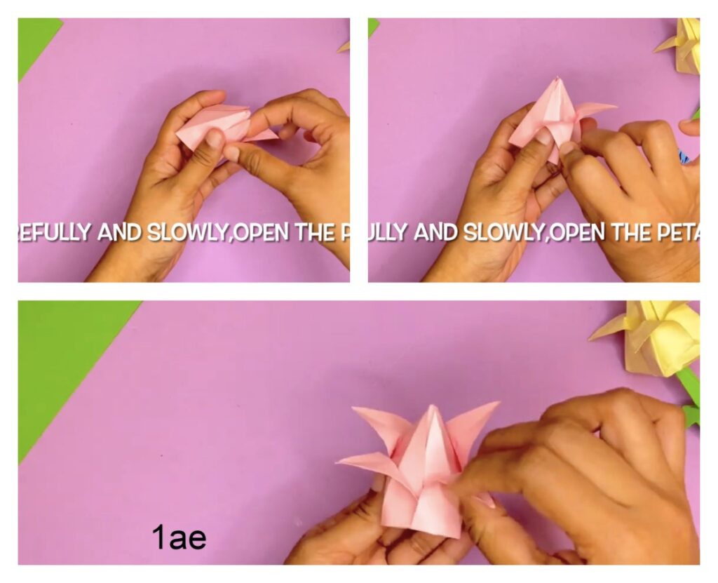 How to make an origami tulip flower with stem and leaf