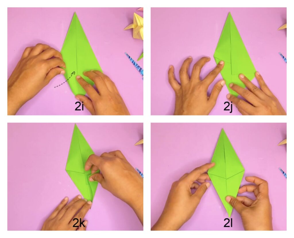 How to make an origami tulip flower with stem and leaf