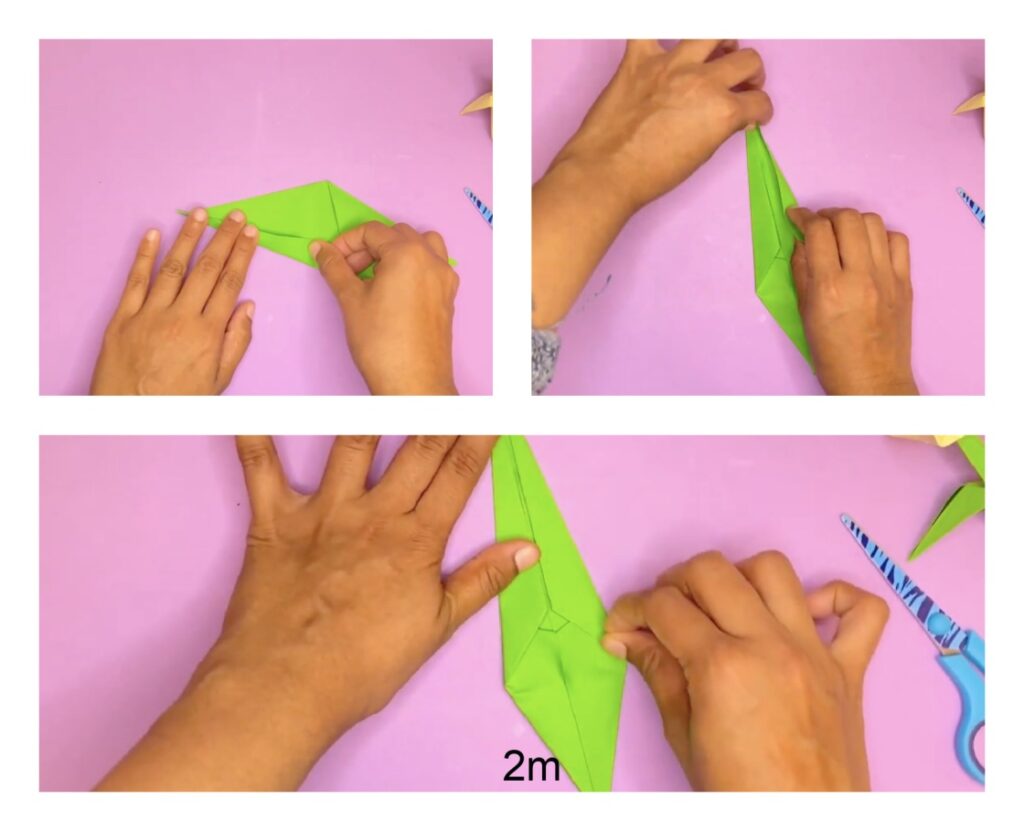 How to make an origami tulip flower with stem and leaf