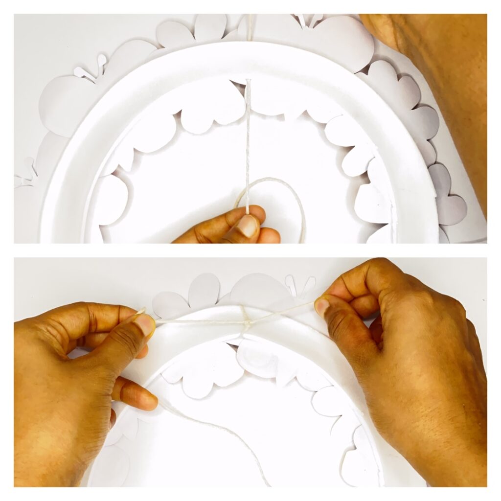 Paper plate flower garden wreath spring craft for kids