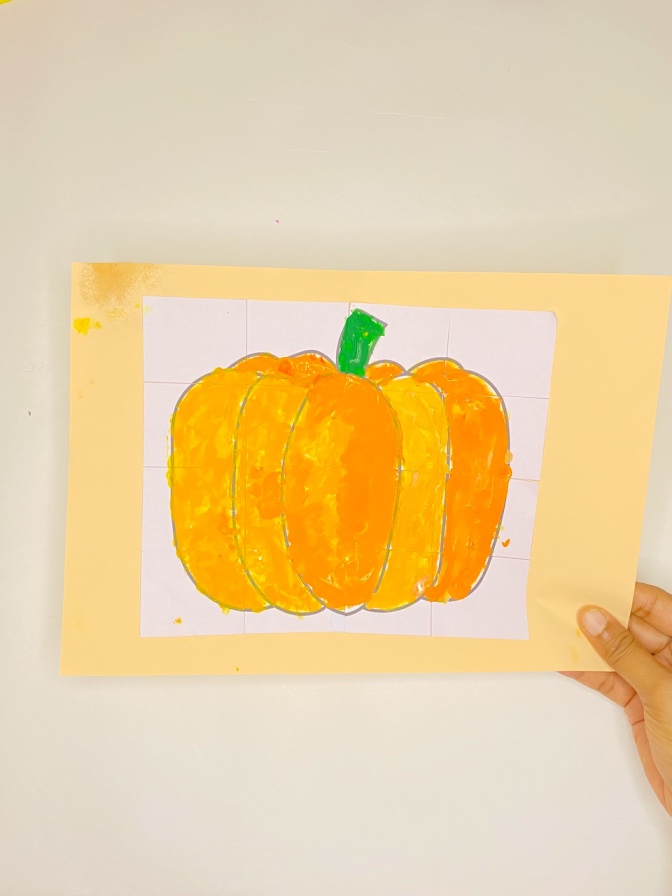 Pumpkin puzzle fall craft for kids with free template