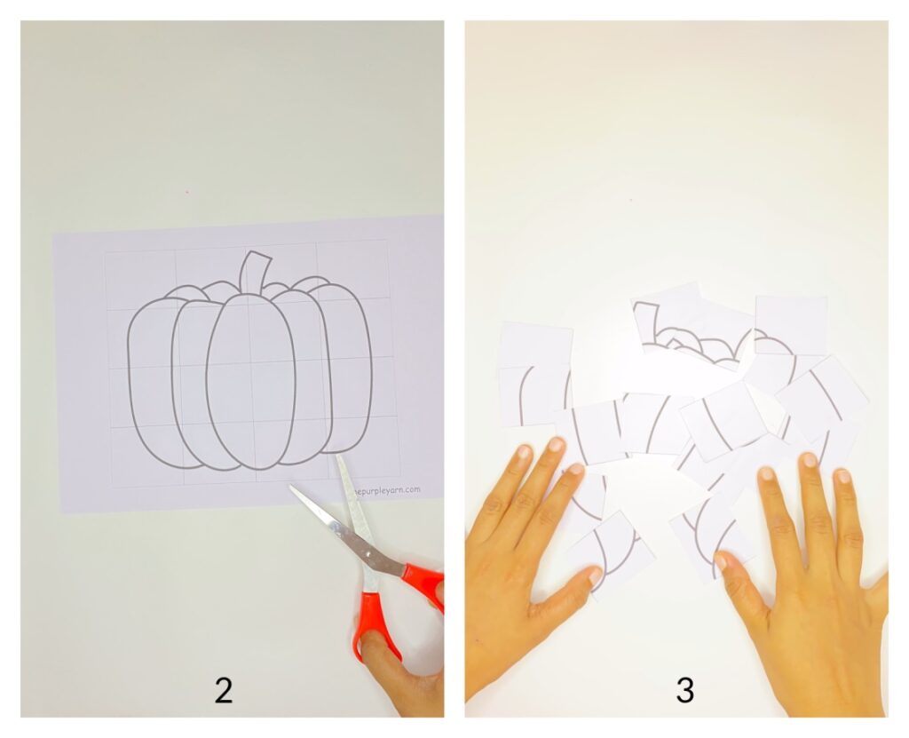 Pumpkin puzzle autumn craft for kids