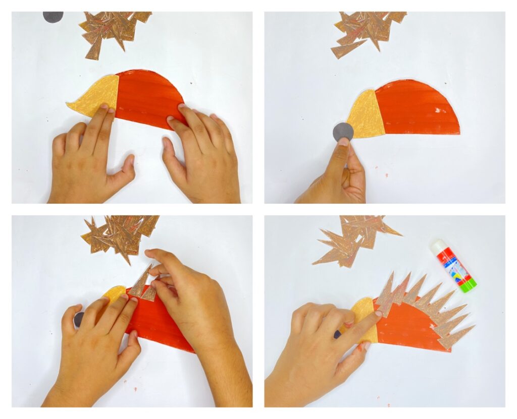 Paper plate hedgehog craft for kids with free printable template