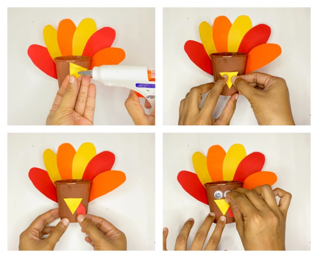 Thanksgiving paper cup turkey crafts for kids
