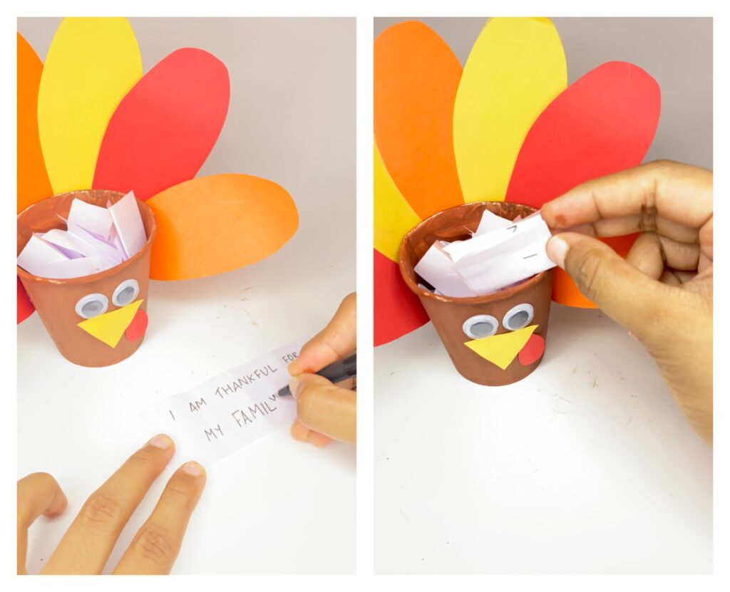 Thanksgiving paper cup turkey crafts for kids
