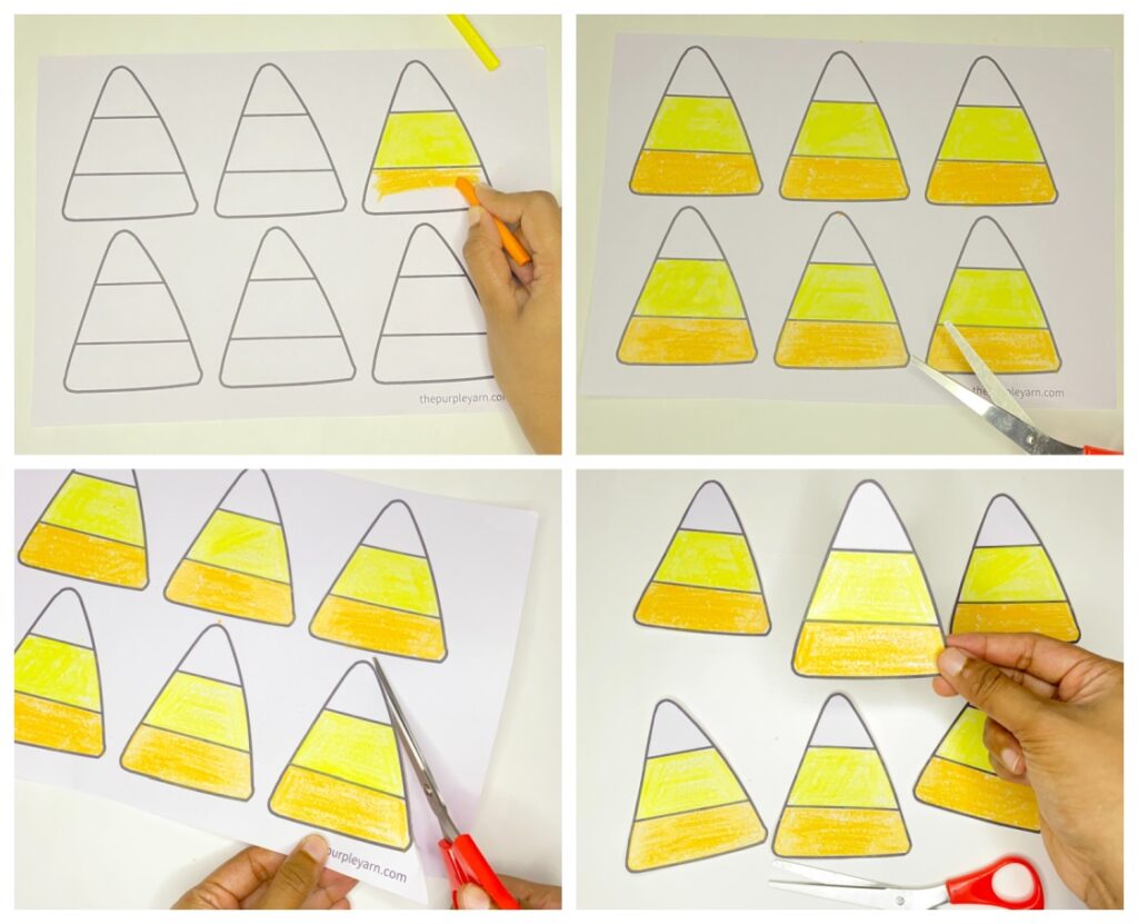 Step-by-step easy candy corn craft for kids