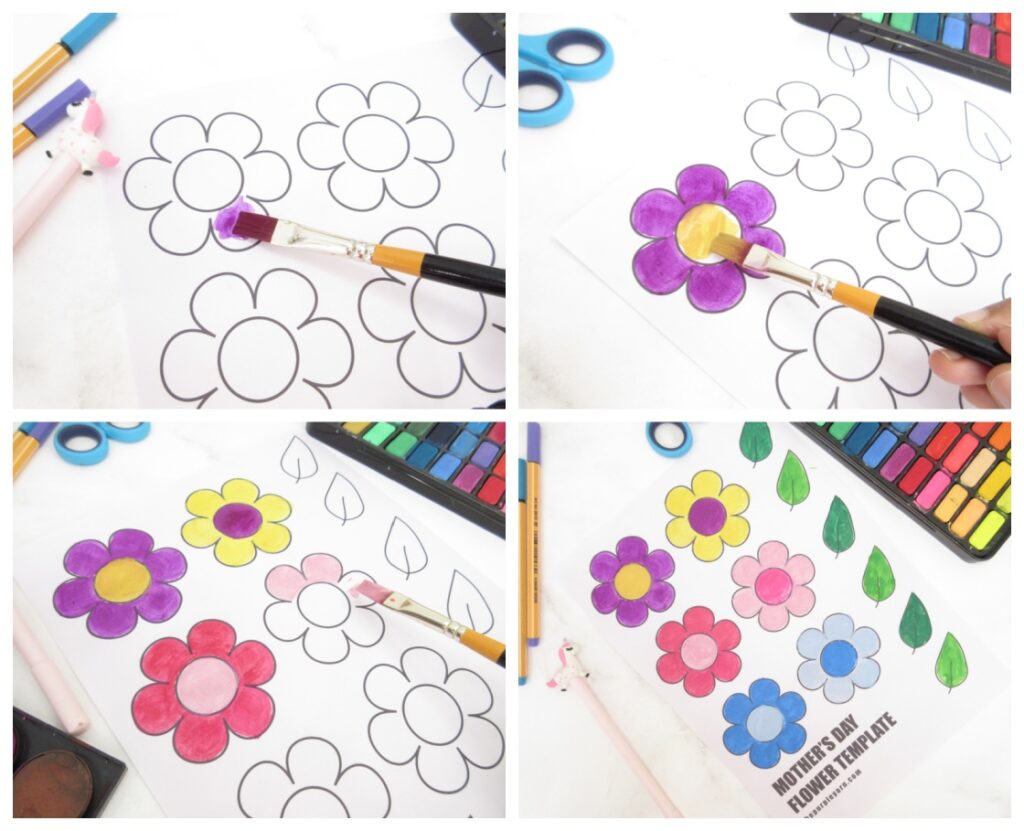 Mother's Day flower craft for kids with free template