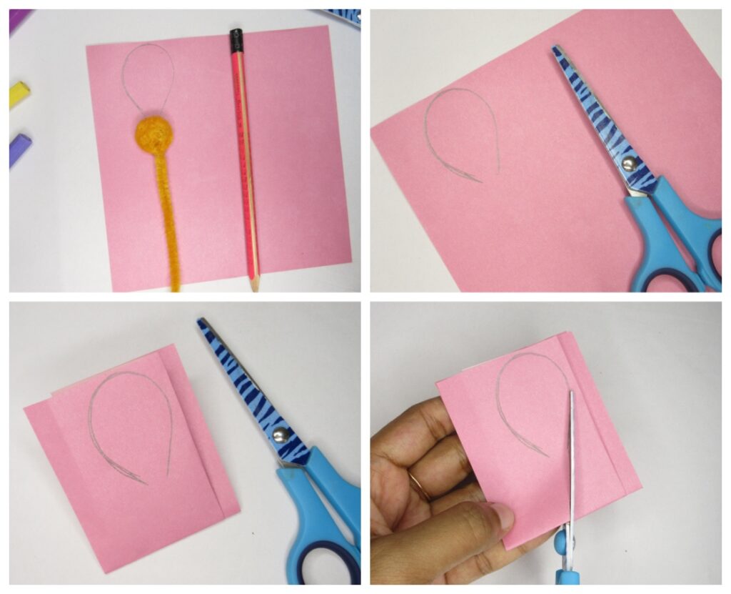 How to make a simple pipe cleaner flower using pom poms for preschoolers