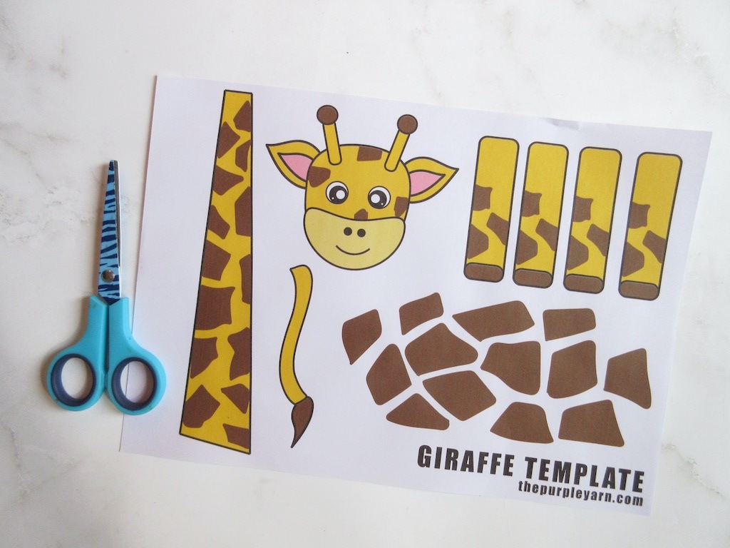 Paper plate giraffe craft for kids with free giraffe template