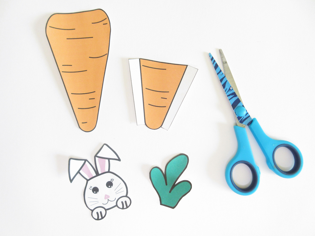 Peeking bunny Easter craft for preschoolers with free bunny template