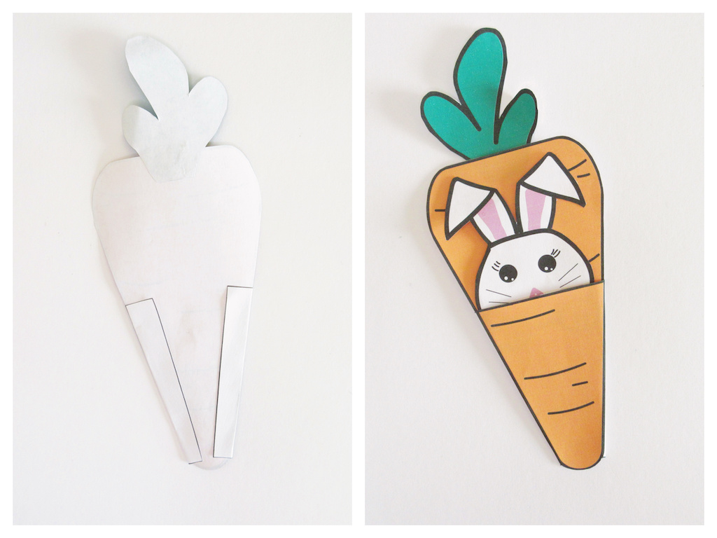 Peeking bunny Easter craft for preschoolers with free bunny template