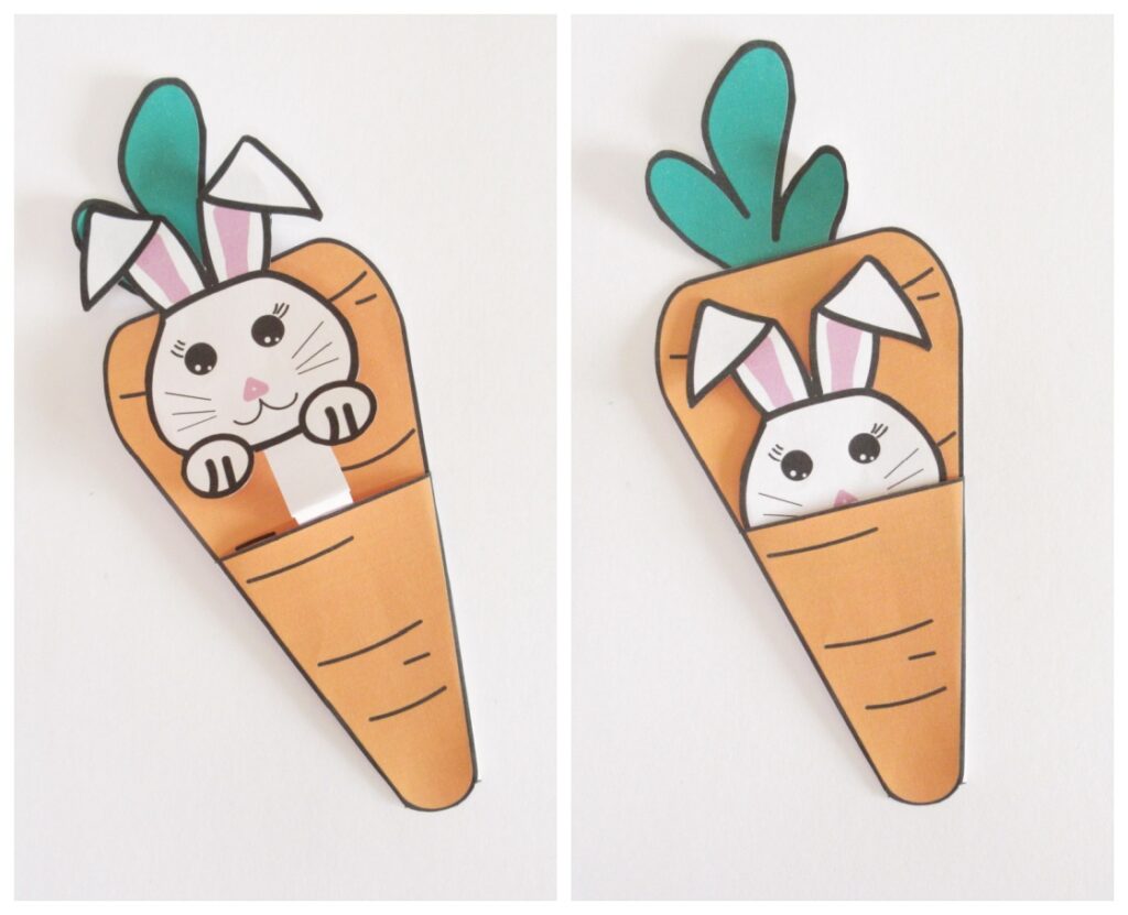 Peeking bunny Easter craft for preschoolers with free bunny template