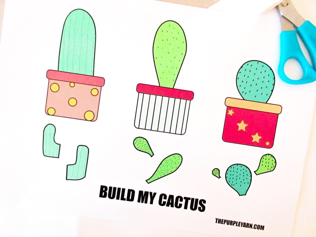 Easy cactus plant craft for pre-schoolers with free cactus template