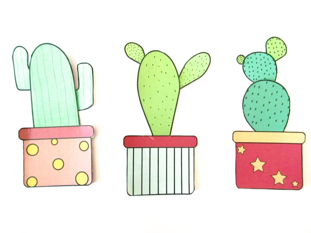 Easy cactus plant craft for pre-schoolers with free cactus template