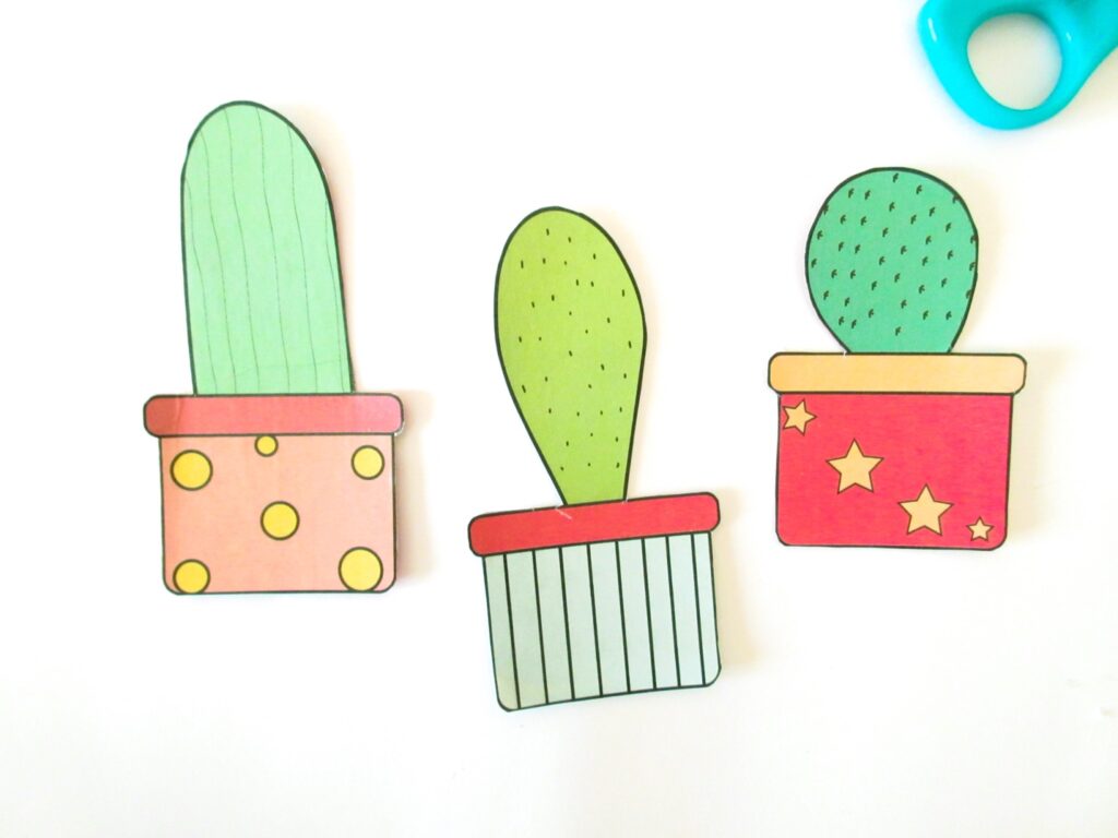 Easy cactus plant craft for pre-schoolers with free cactus template