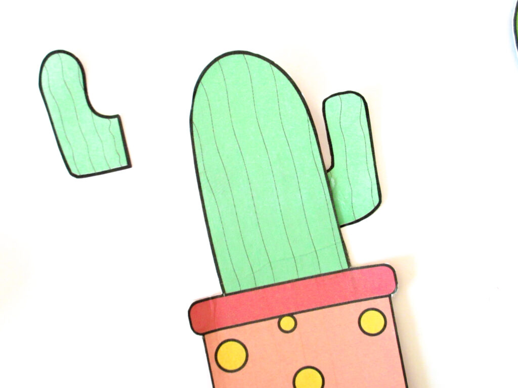 Easy cactus plant craft for pre-schoolers with free cactus template