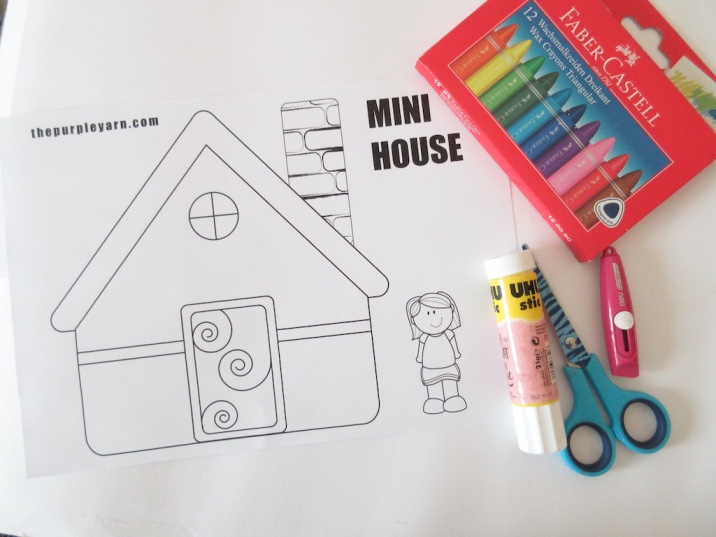 Simple paper house colouring activity for kids (with free template)