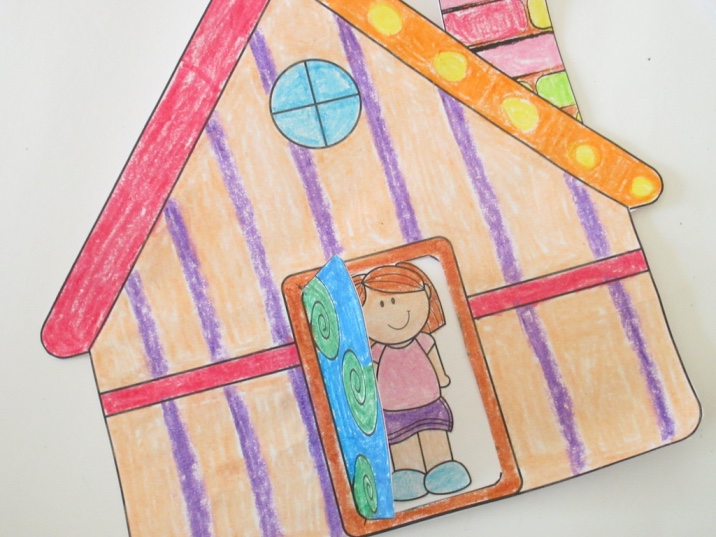 Simple paper house Coloring activity for kindergarteners (with free colouring Page)