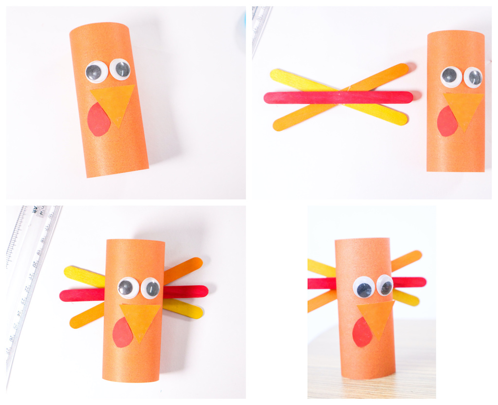 popsicle stick turkey craft idea for kids step-by-step tutorial