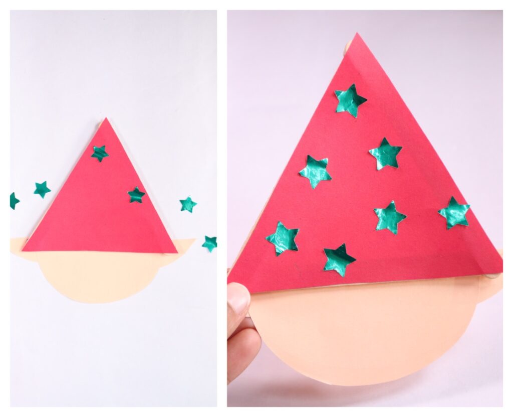 Easy Christmas elf ornament craft for kids using popsicle stick and construction paper 