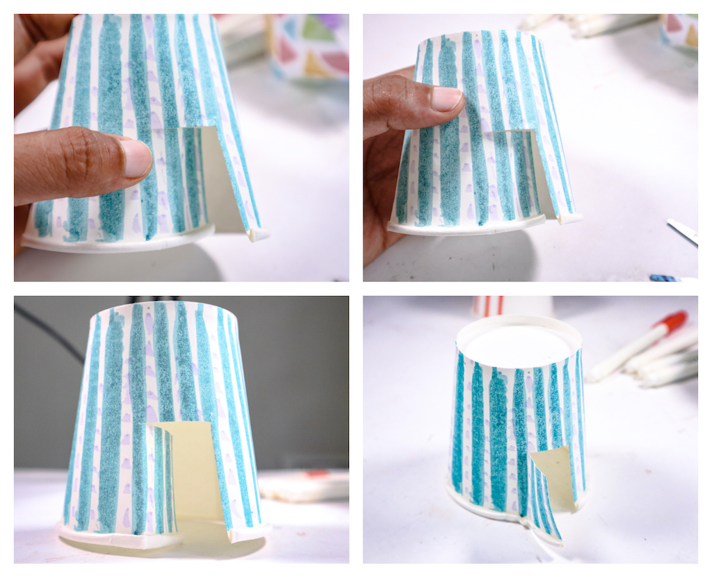 Easy paper cup house craft idea for kids