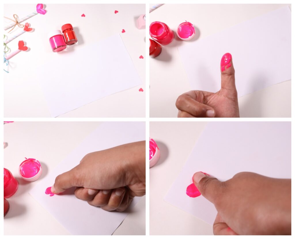 Valentines' Day thumbprint heart craft idea for kids - make a heart wand using paper 