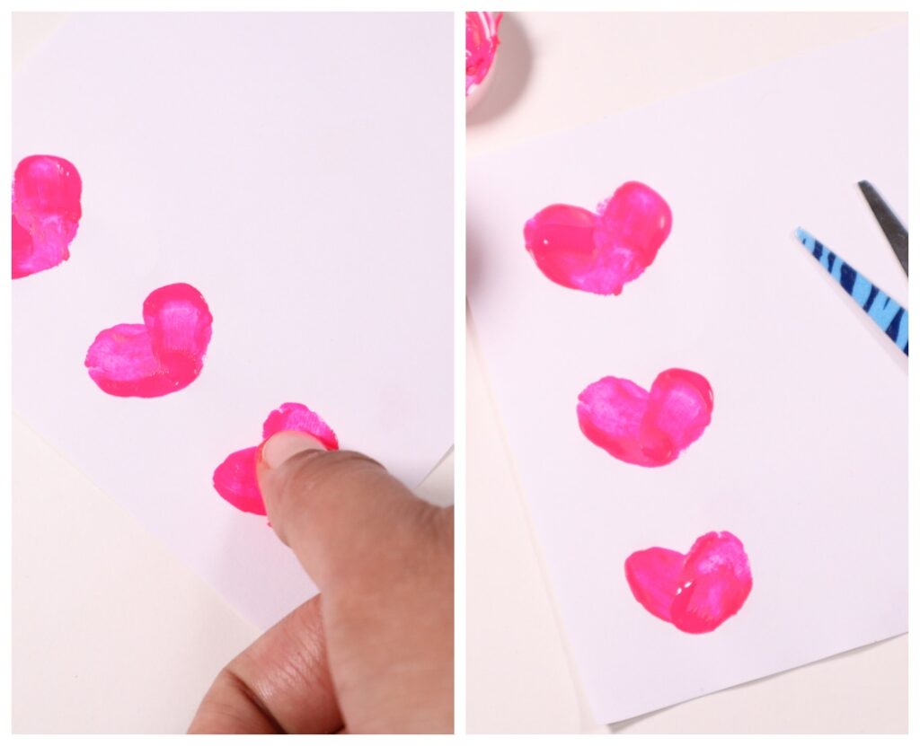 Valentines' Day thumbprint heart craft idea for kids - make a heart wand using paper 