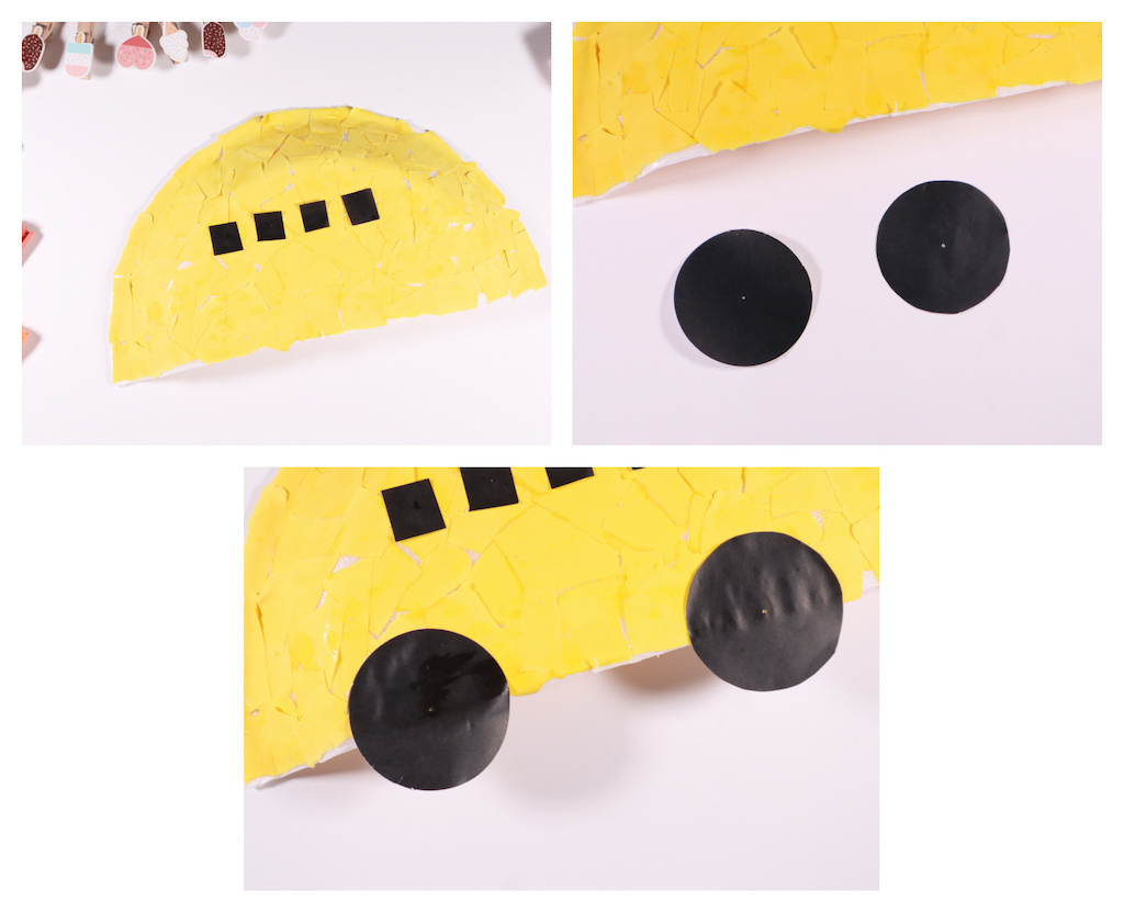 Paper plate back to school yellow school bus craft for kids 