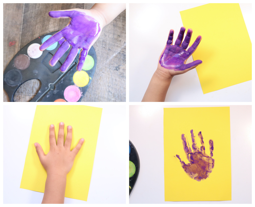 Mother's Day handprint card idea for kids - apply paint to your child's hand and make the handprint