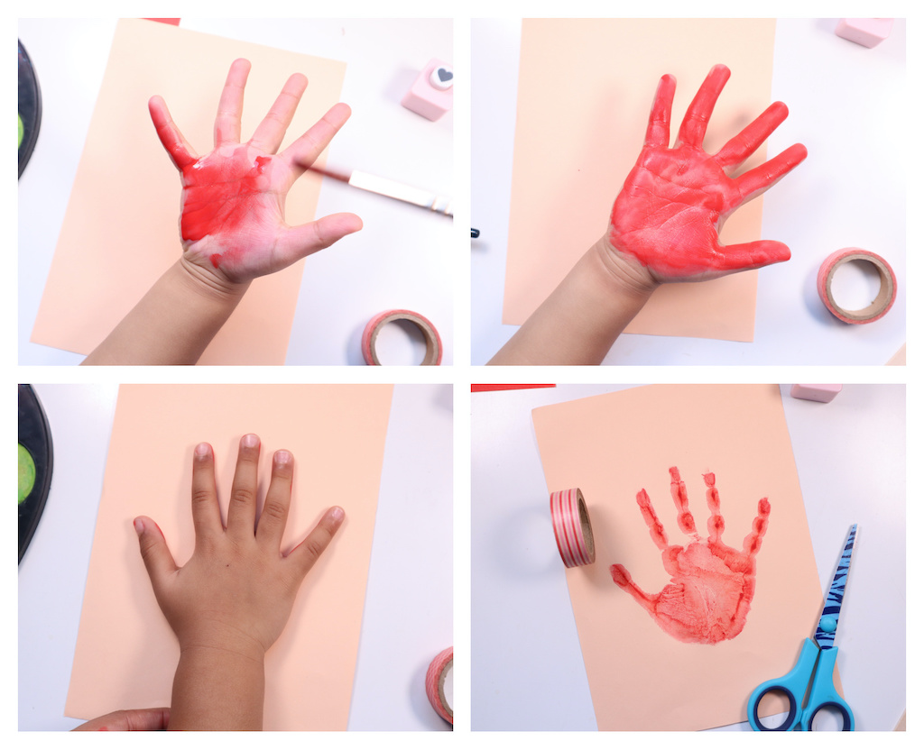 Mother's Day handprint card idea for kids - apply paint to your child's hand and make the handprint