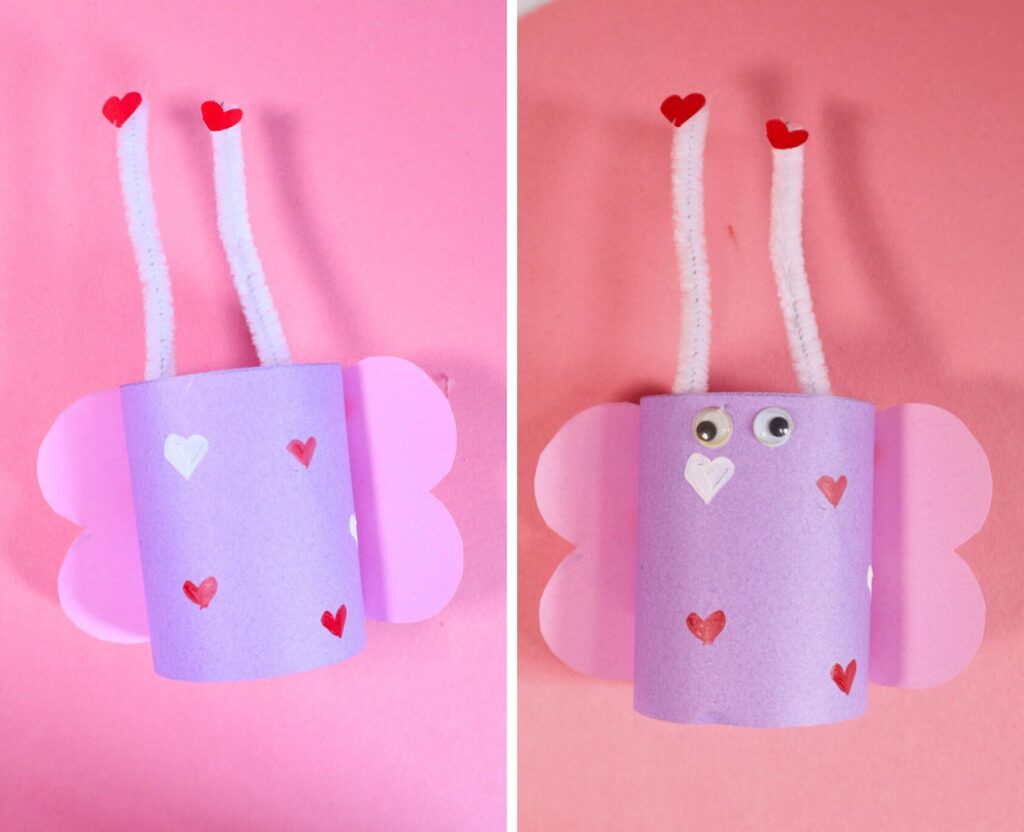 Valentines' Day paper craft for preschoolers - easy paper love bug craft