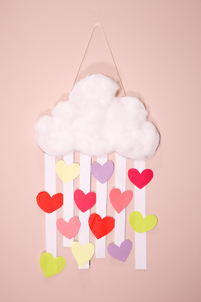 easy valentines day paper craft for kids - rain of hearts