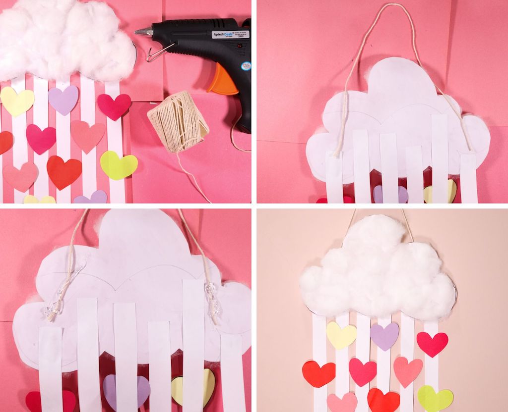 easy valentines day paper craft for kids - rain of hearts