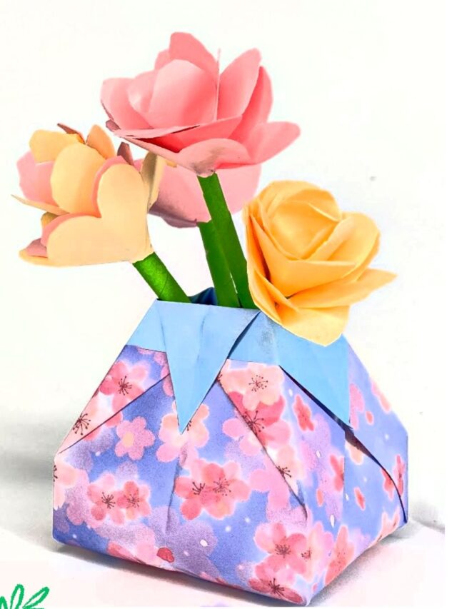 Origami Vase craft idea for kids (step-by-step)