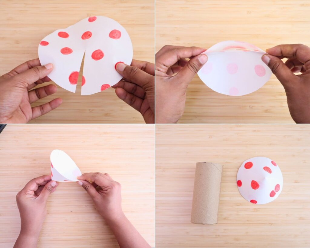 Toilet paper roll mushroom craft