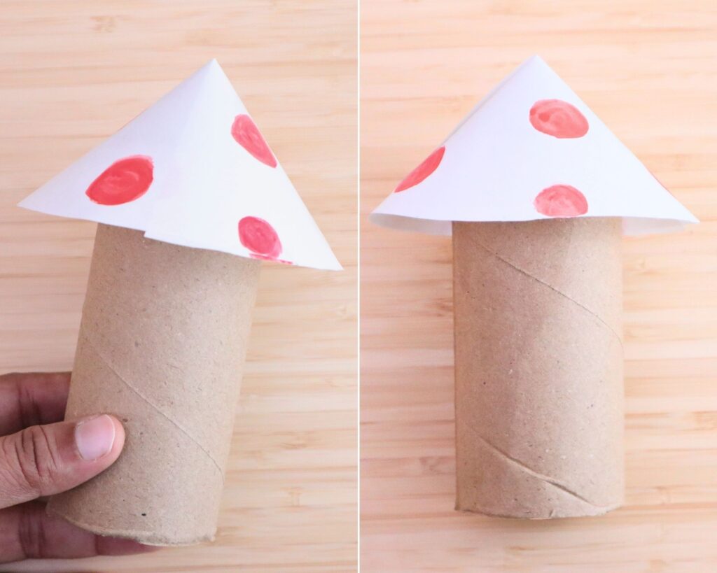 Toilet paper roll mushroom craft