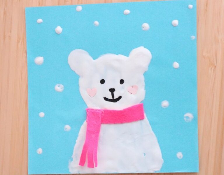 Puffy Paint Polar Bear Craft (Winter Craft for Kids)