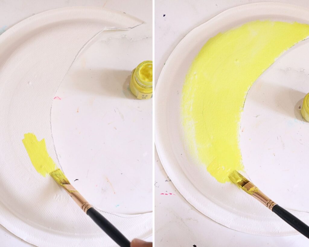 Paper plate crescent moon and star craft for Ramadan