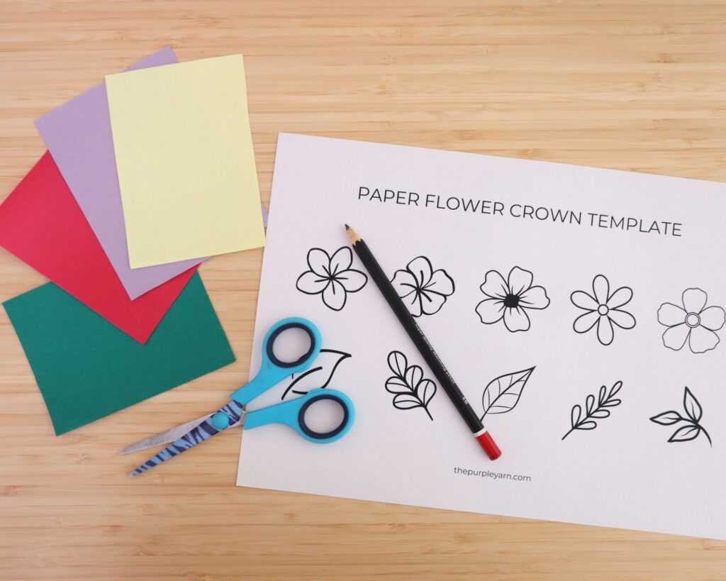 Paper flower crown craft (with free flower crown template)