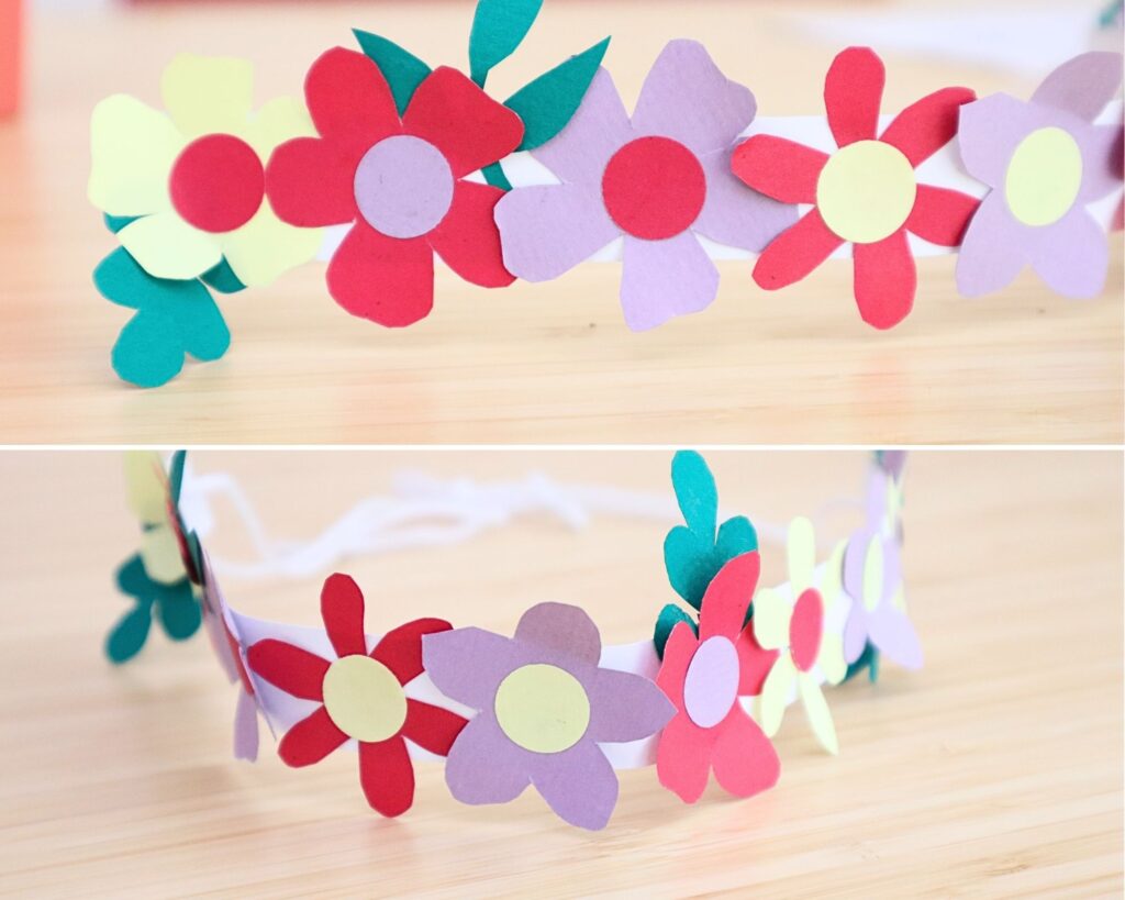 Paper flower crown craft (with free flower crown template)