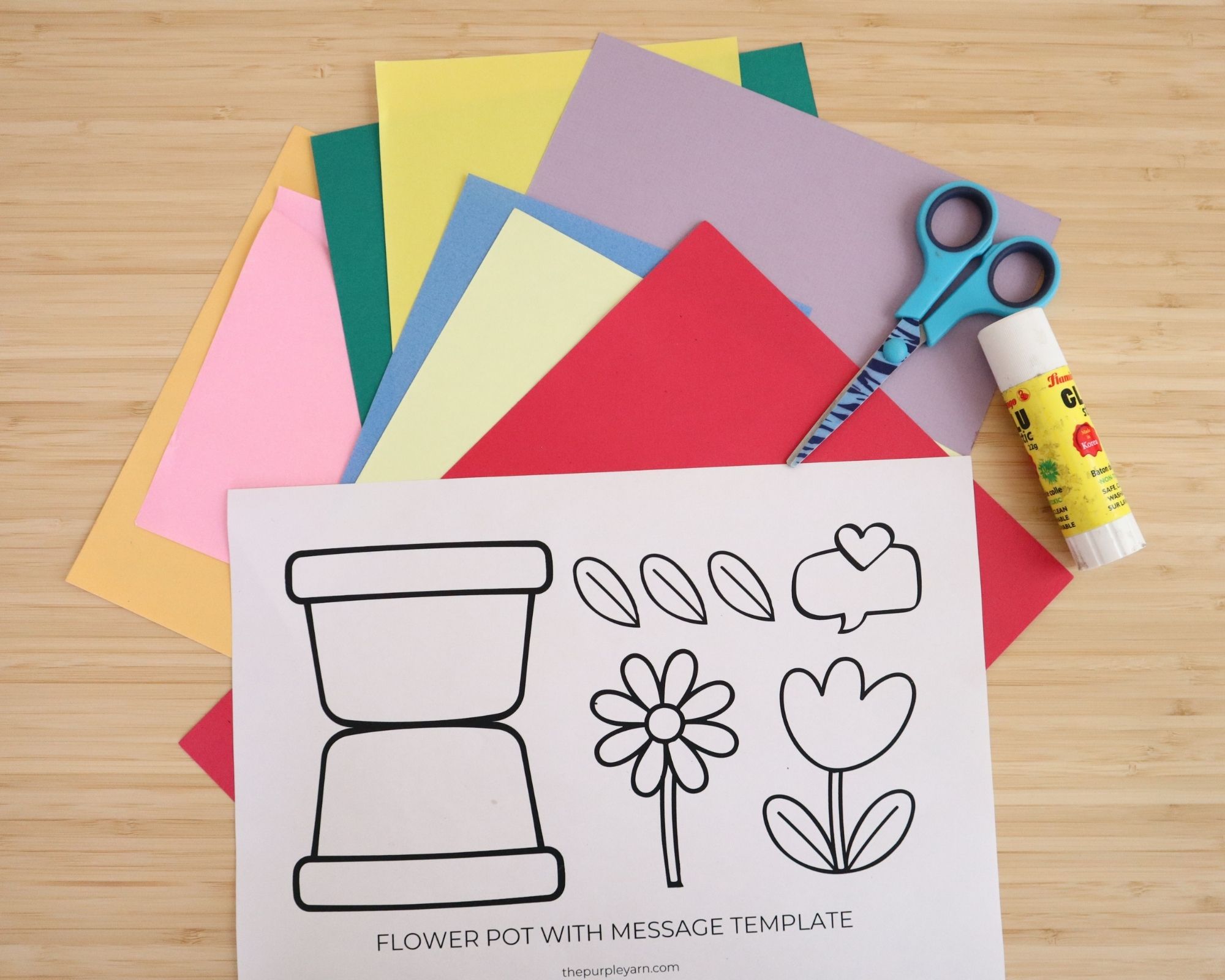 Flower pot craft for kids (with free template) - The Purple Yarn