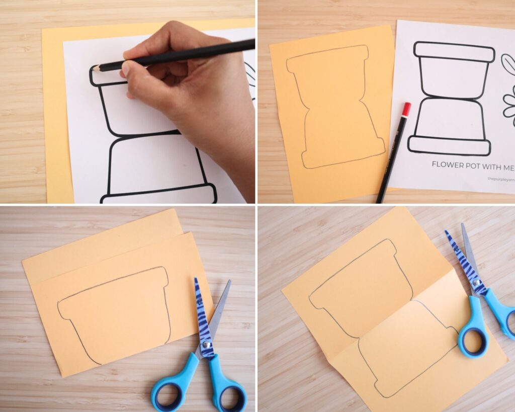 DIY paper flower pot craft for kids with free template
