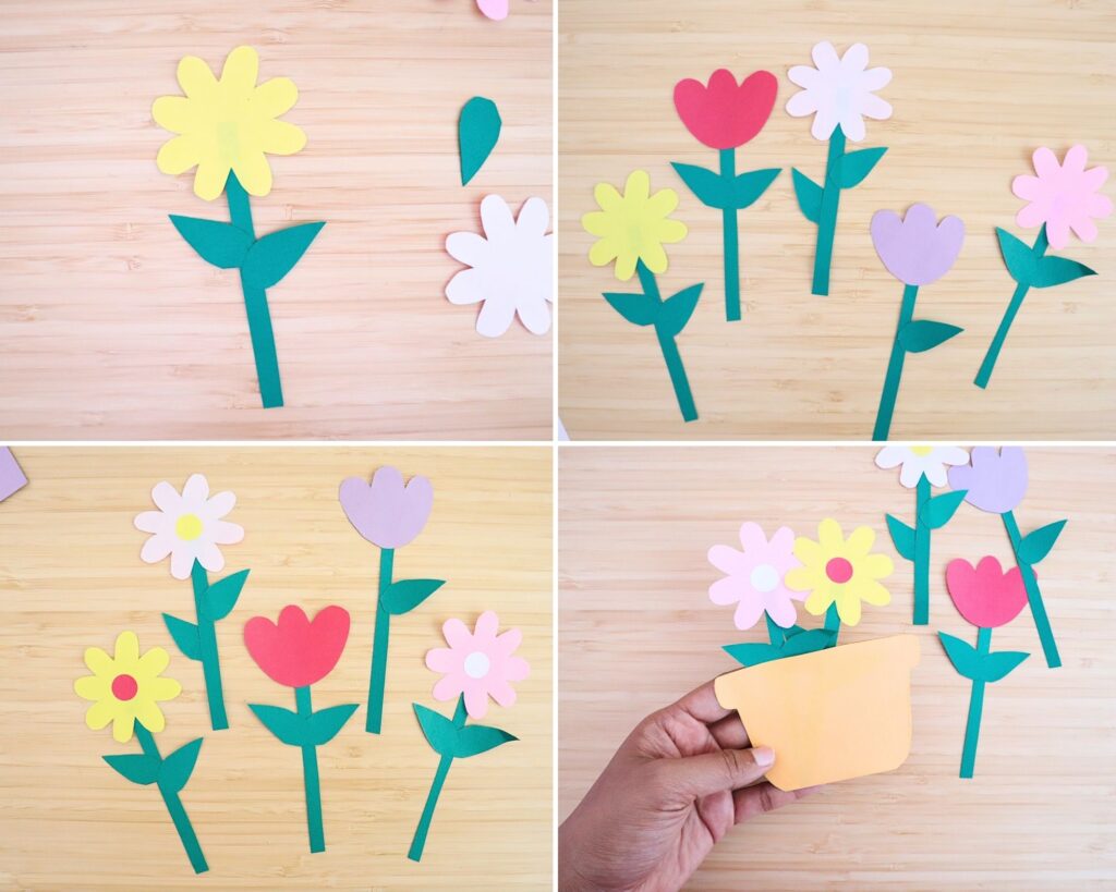 DIY paper flower pot craft for kids with free template
