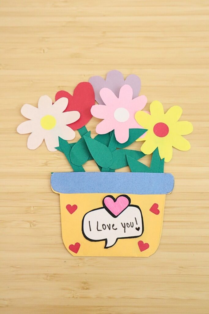 DIY paper flower pot craft for kids with free template