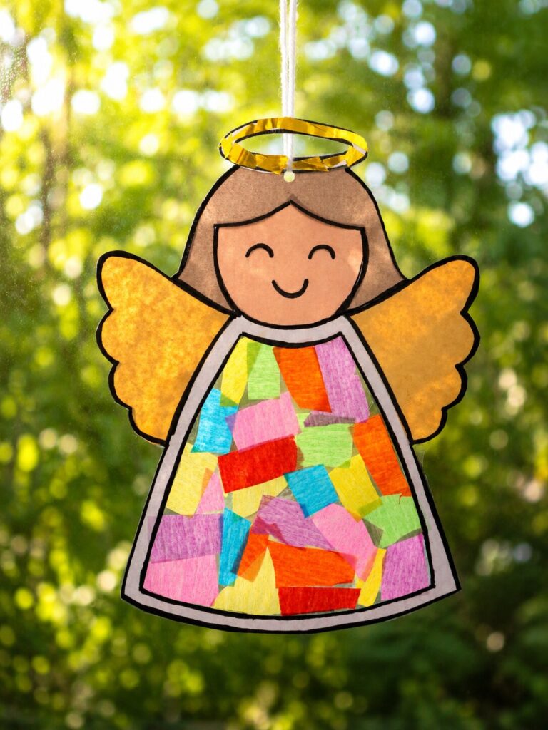 Angel suncatcher craft for kids (free template)