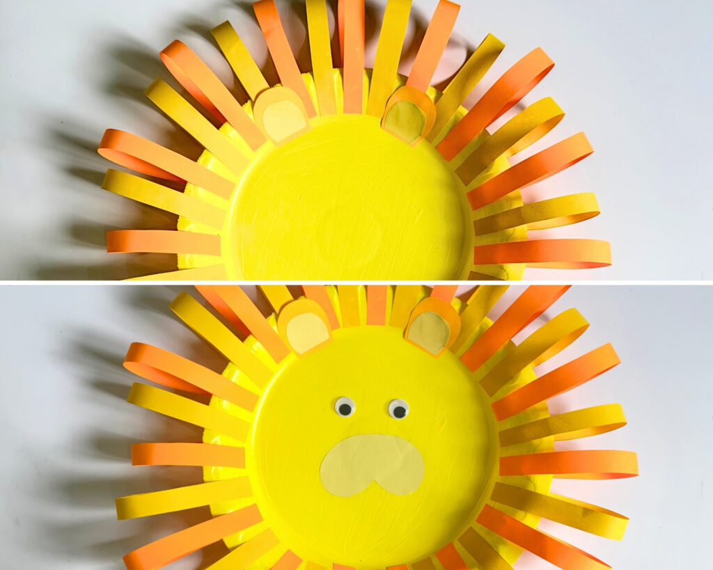 Paper plate lion craft for kids step by step