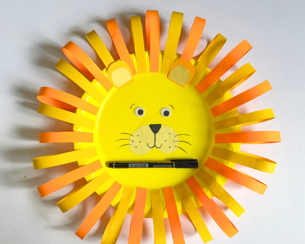 Paper plate lion craft for kids step by step