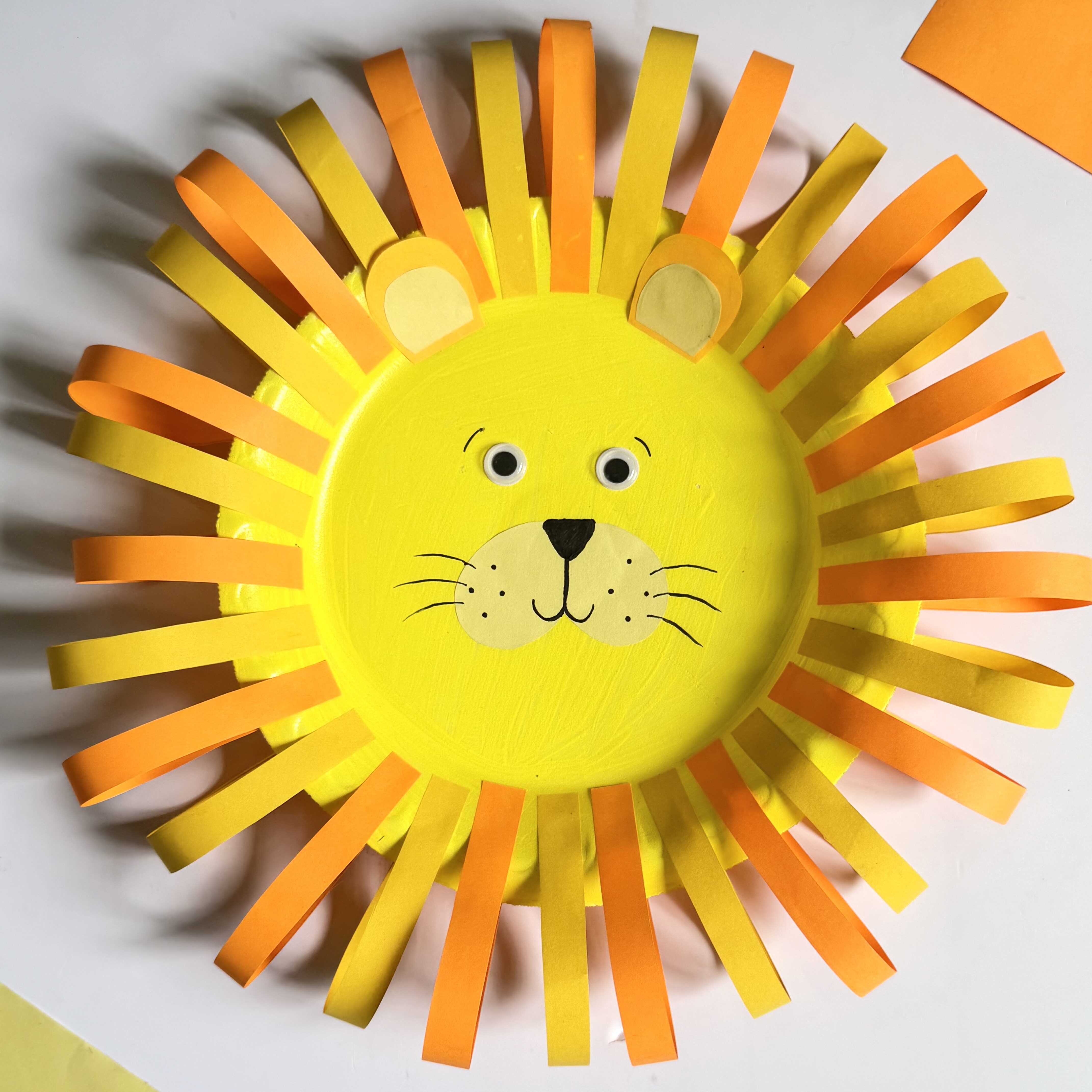 Paper plate lion craft for kids step by step