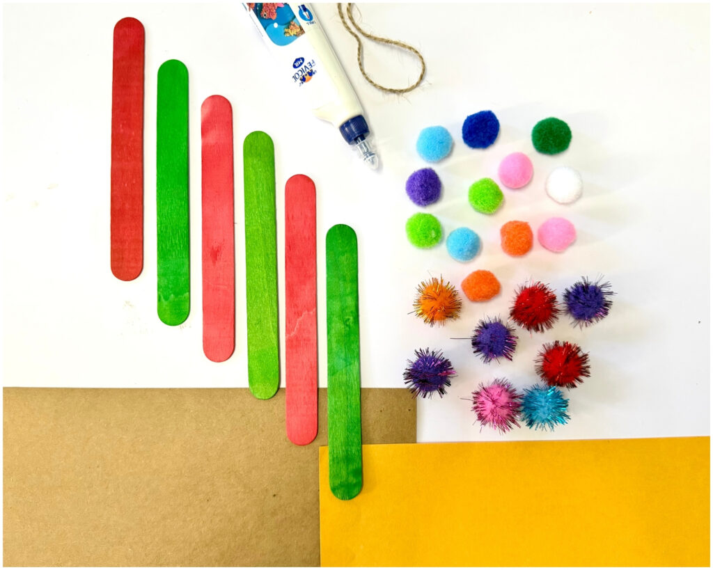 Popsicle stick christmas tree ornament craft for kids