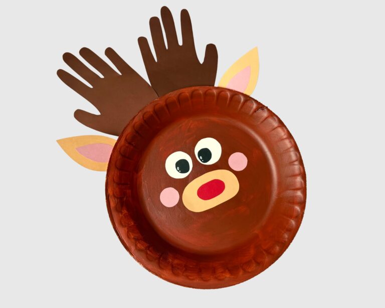 Paper Plate Reindeer Handprint Craft for Kids